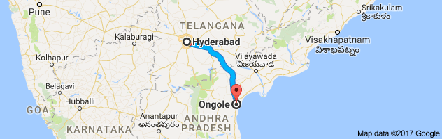 Hyderabad to Ongole route, distance, time and road conditions