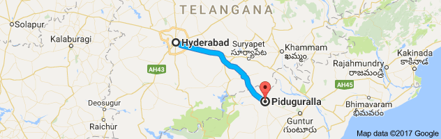 Hyderabad to Piduguralla route, distance, time and road conditions