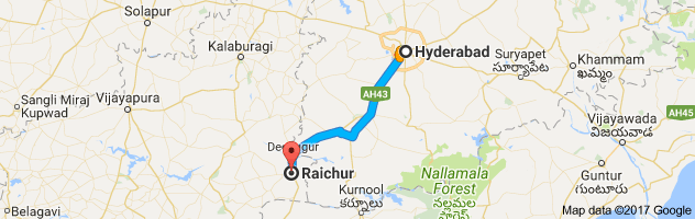 Hyderabad to Raichur route, distance, time and road conditions