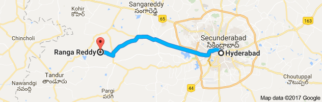 Hyderabad to Rangareddy route, distance, time and road conditions