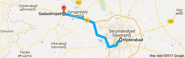 Hyderabad to Sadasivpet route, distance, time and road conditions