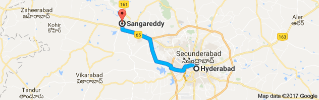 Hyderabad to Sangareddy route, distance, time and road conditions