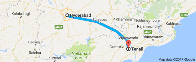 Hyderabad to Tenali route, distance, time and road conditions