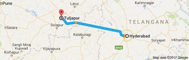 Hyderabad to Tuljapur route, distance, time and road conditions