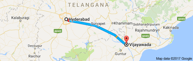 Hyderabad to Vijayawada route, distance, time and road conditions