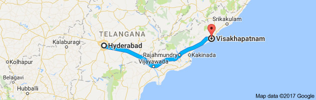 Hyderabad to Visakhapatnam route, distance, time and road conditions