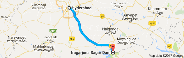 Hyderabad to Nagarjuna Sagar Dam route, distance, time and road conditions