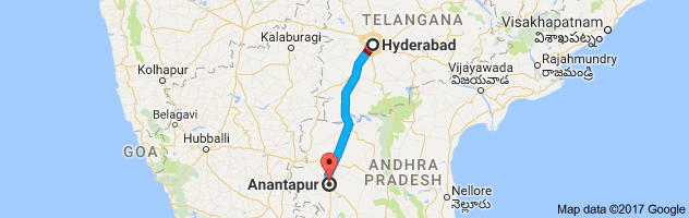 Hyderabad to Anantapur  route, distance, time and road conditions