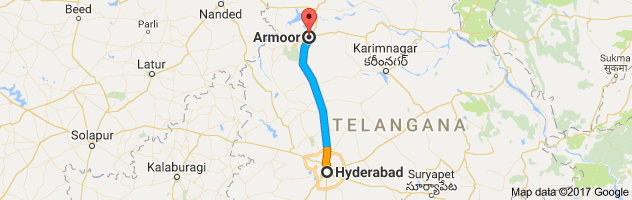 Hyderabad to Armoorroute, distance, time and road conditions