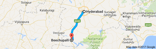 Hyderabad to Beechupally  route, distance, time and road conditions