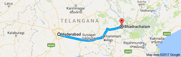 Hyderabad to Bhadrachalam route, distance, time and road conditions