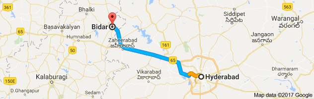 Hyderabad to Bidar route, distance, time and road conditions