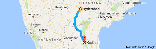 Hyderabad to Kadapa route, distance, time and road conditions