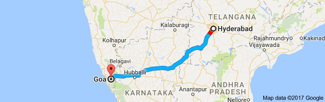 Hyderabad to Goa route, distance, time and road conditions