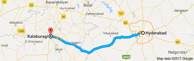 Hyderabad to Gulbarga route, distance, time and road conditions