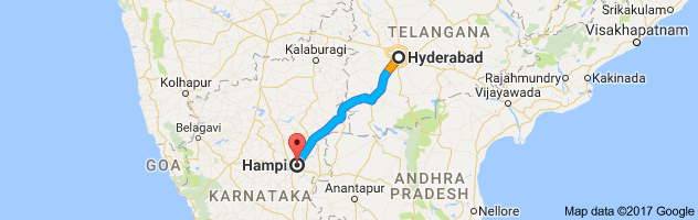 Hyderabad to Hampi route, distance, time and road conditions