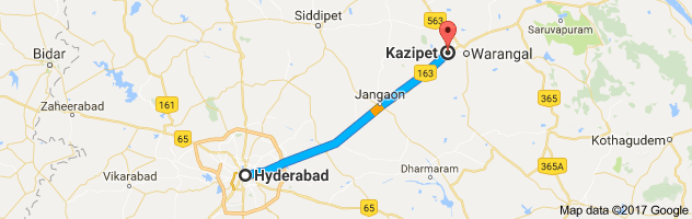 Hyderabad to Kazipet route, distance, time and road conditions