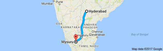 Hyderabad to Mysore route, distance, time and road conditions