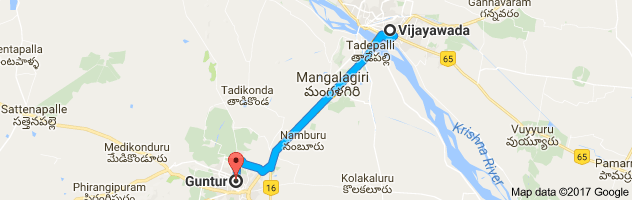 Vijayawada to Guntur  route, distance, time and road conditions