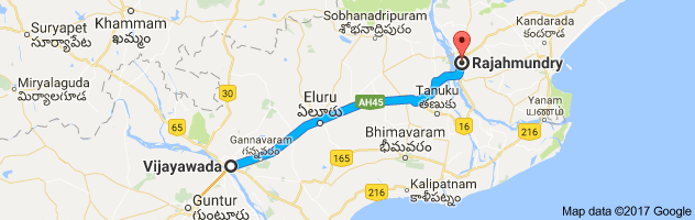 Vijayawada to Rajahmundry    route, distance, time and road conditions