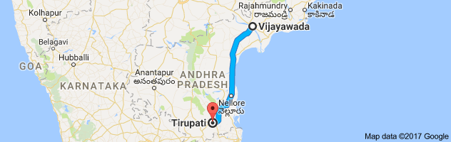 Vijayawada to Tirupati    route, distance, time and road conditions