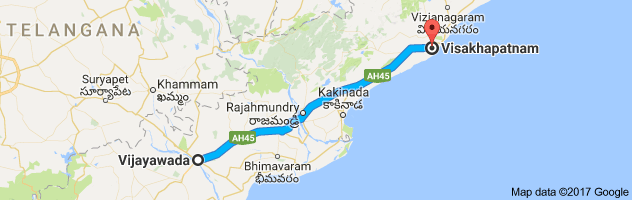 Vijayawada to Visakhapatnam    route, distance, time and road conditions