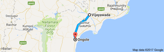 Vijayawada to Ongole route, distance, time and road conditions