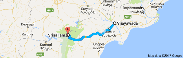 Vijayawada to Srisailam route, distance, time and road conditions