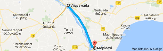 Vijayawada to Mopidevi route, distance, time and road conditions